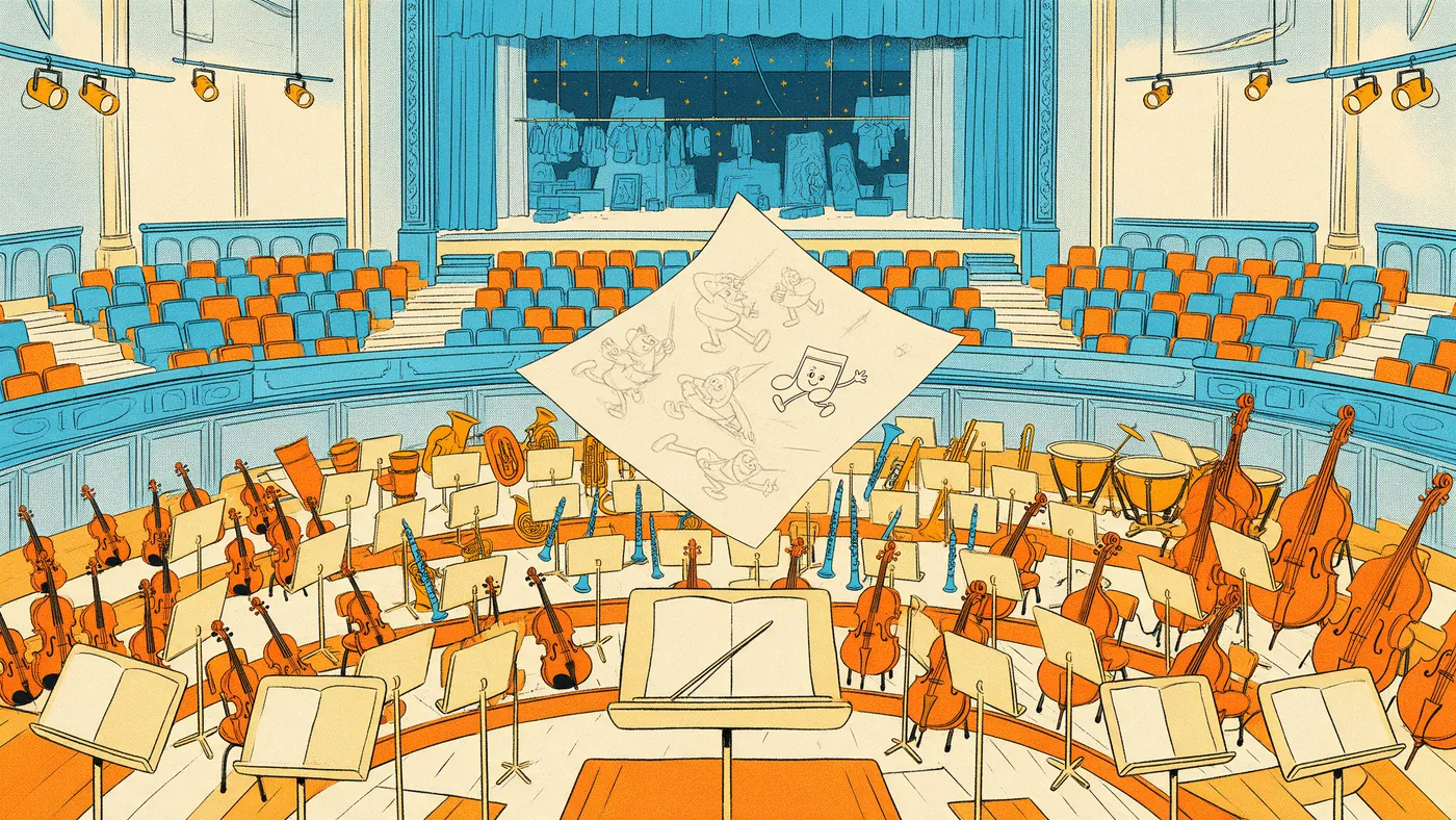 Illustrazione per l’articolo: Allegro non troppo, la Fantasia di Bozzetto tra musica classica e malinconia