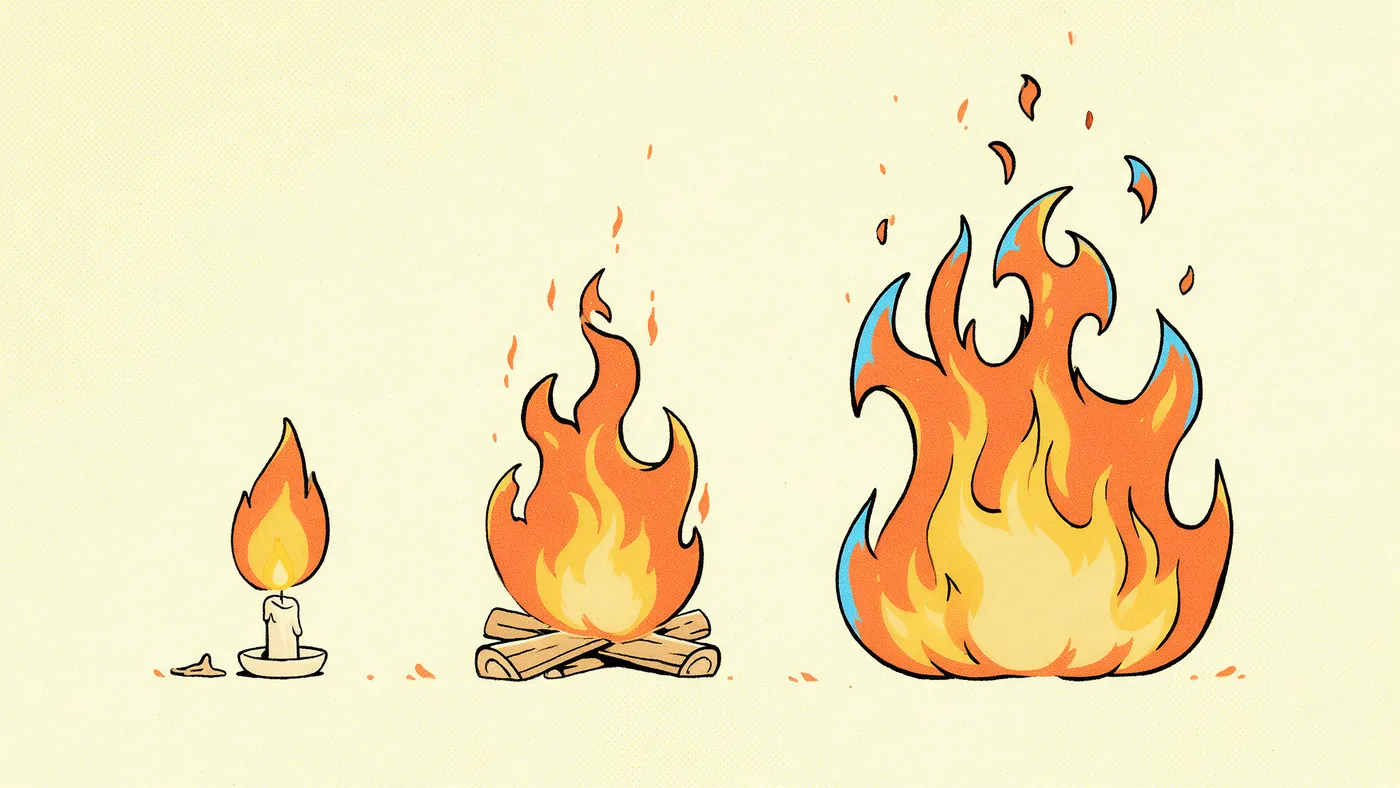 Illustrazione per l’articolo: Animare il fuoco in 2D, dalla fiamma di candela all'incendio