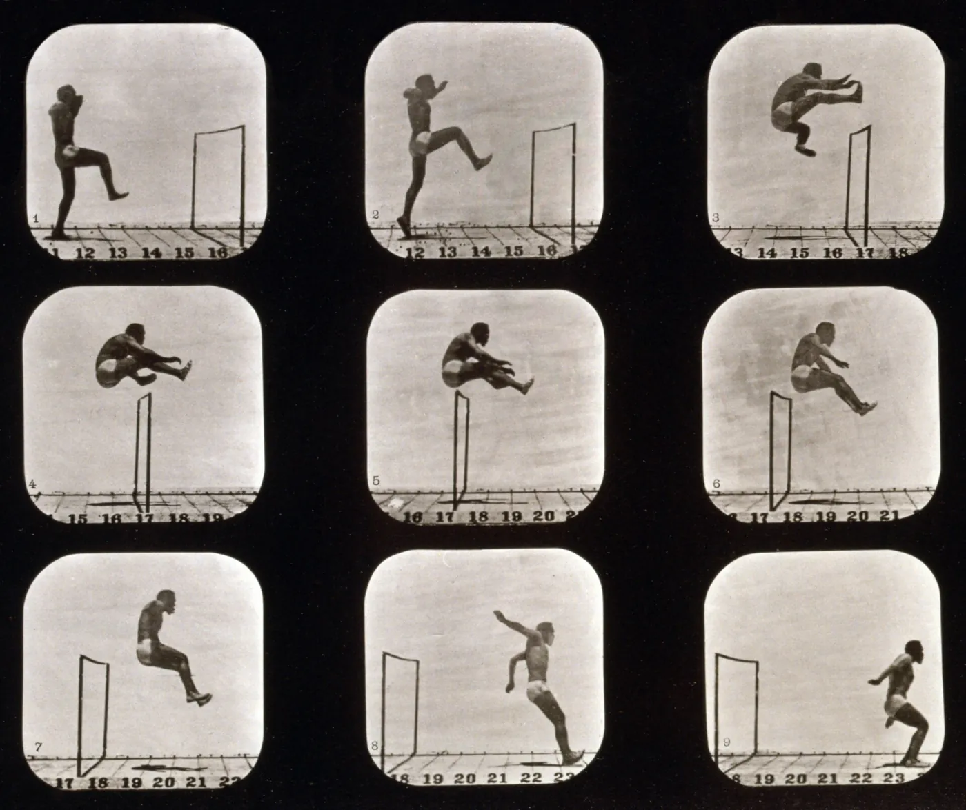 Eadweard Muybridge - Athletes. Walking High Leap
