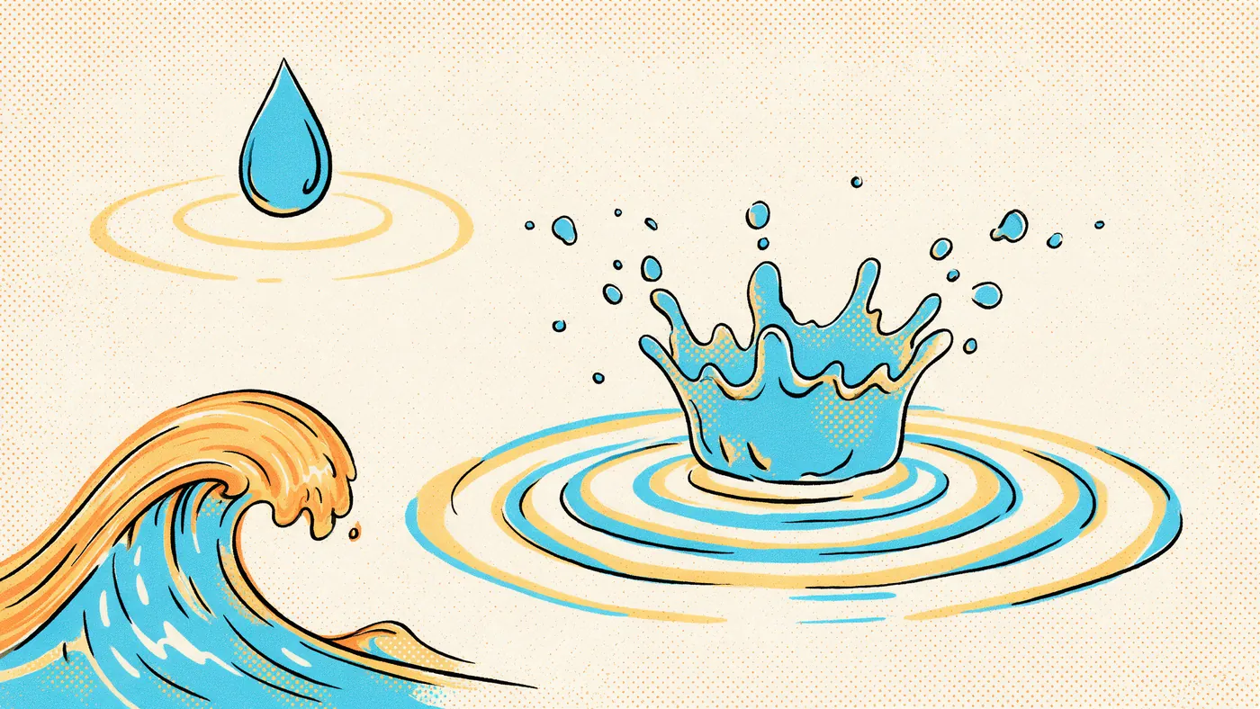 Illustrazione per l’articolo: Animare l'acqua in 2D, gocce, schizzi, onde e superfici riflettenti