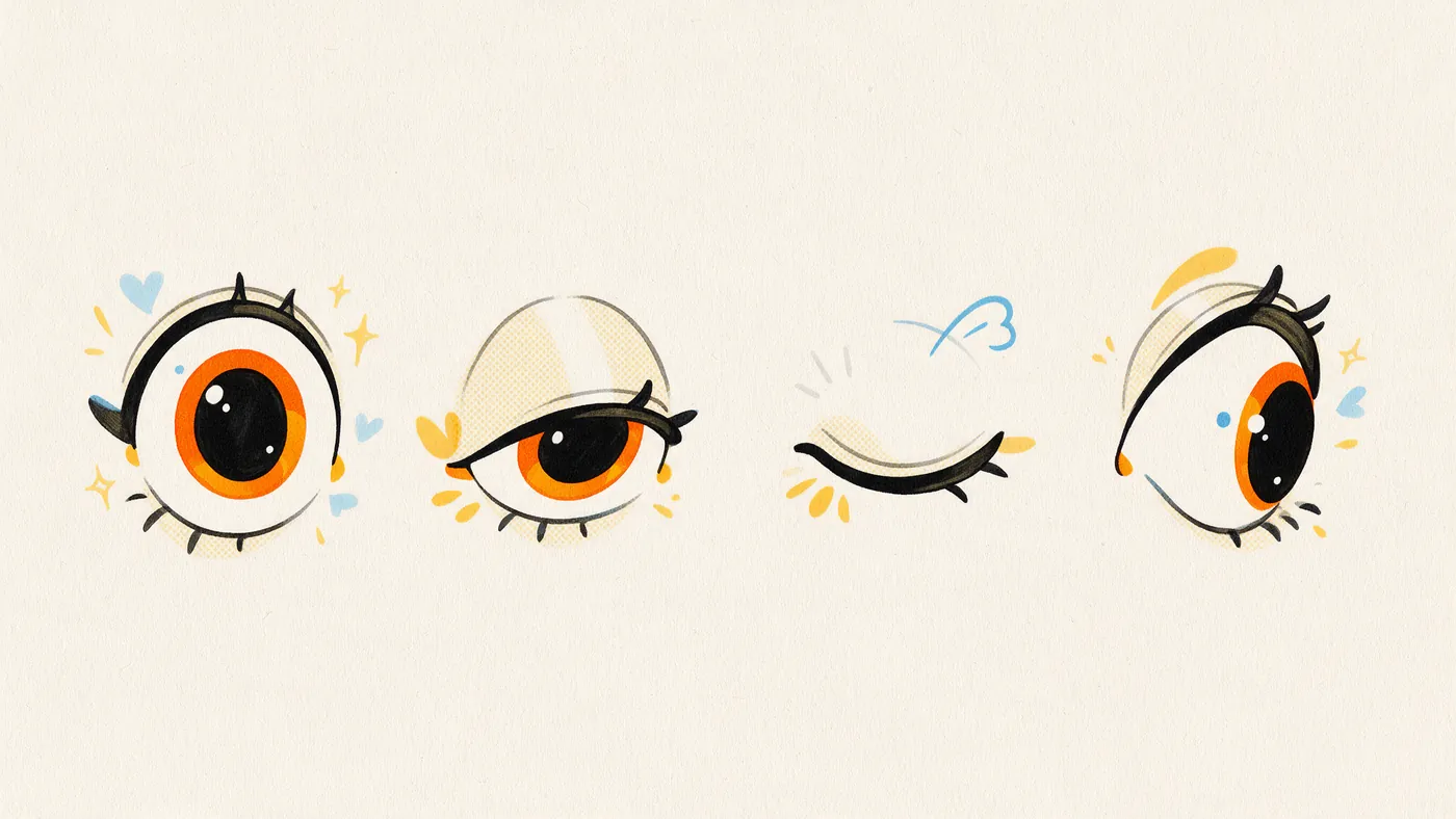 Illustrazione per l’articolo: Occhi e palpebre, i fotogrammi che fanno pensare un personaggio