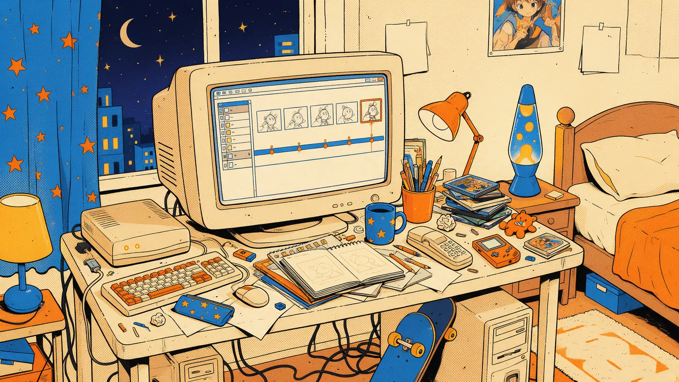 Illustrazione per l’articolo: Gli anni di Flash, quando l'animazione 2D conquistò il web dei modem