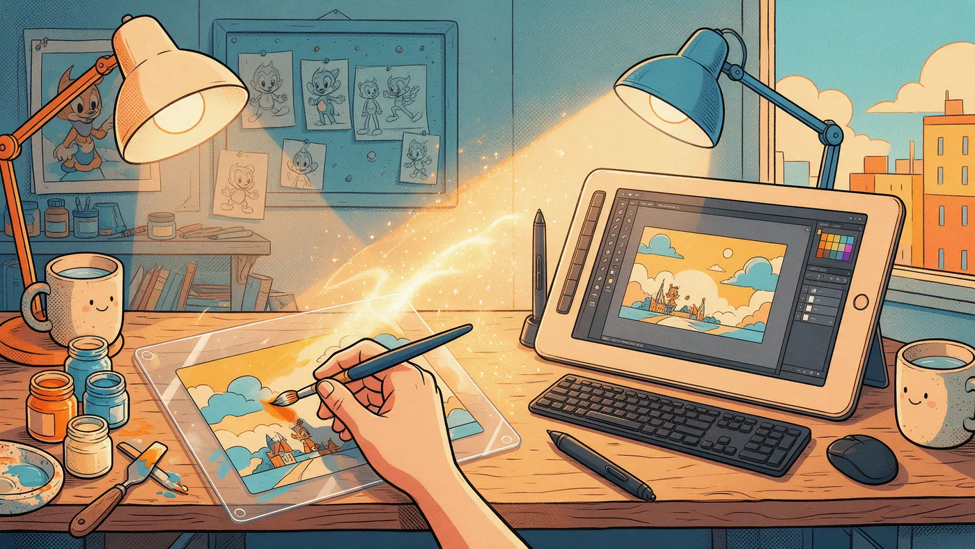 Illustrazione per l’articolo: Dal rodovetro al digitale, come è cambiata la produzione degli anime