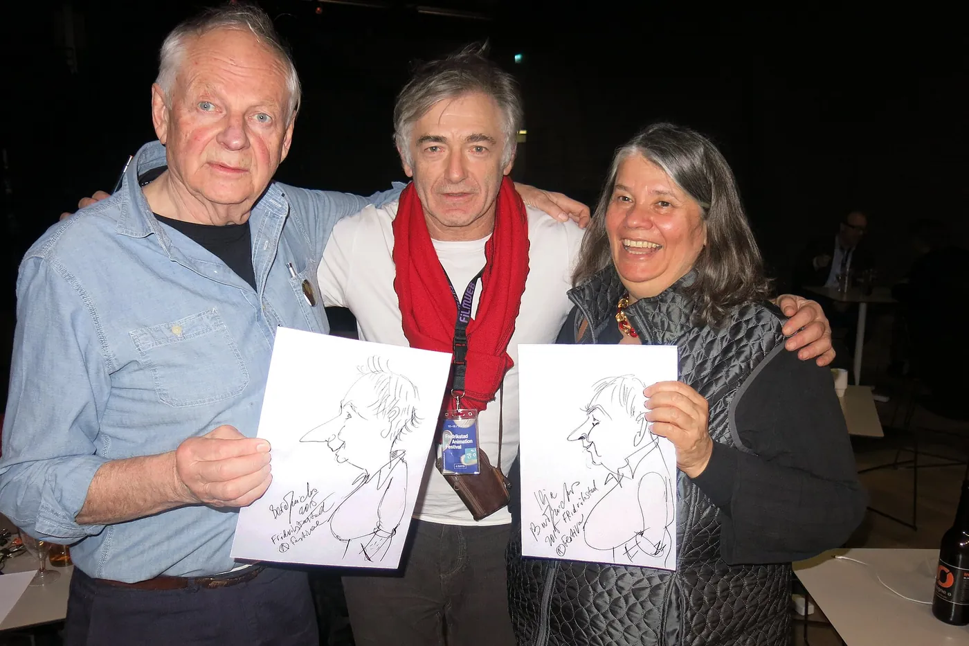 Ilja Bereznickas with Richard Williams and friendly caricature at the Fredrikstad Animation Festival