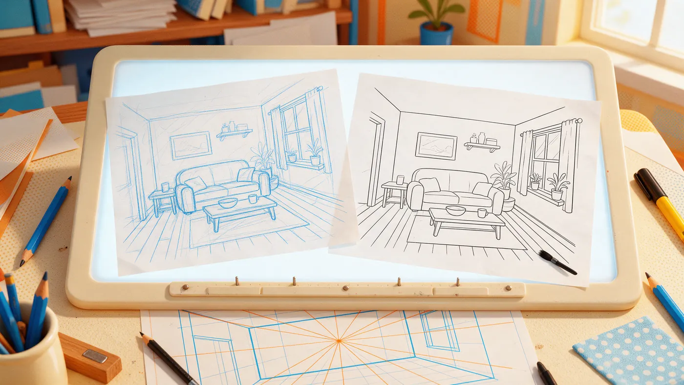 Illustrazione per l’articolo: Clean-up e layout, i mestieri invisibili che tengono insieme un film animato