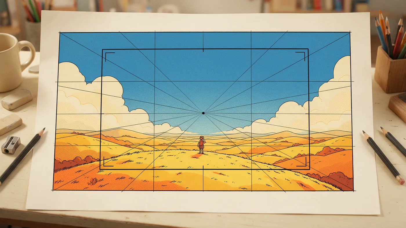 Illustrazione per l’articolo: Composizione e inquadratura nell'animazione 2D, il lavoro invisibile del layout