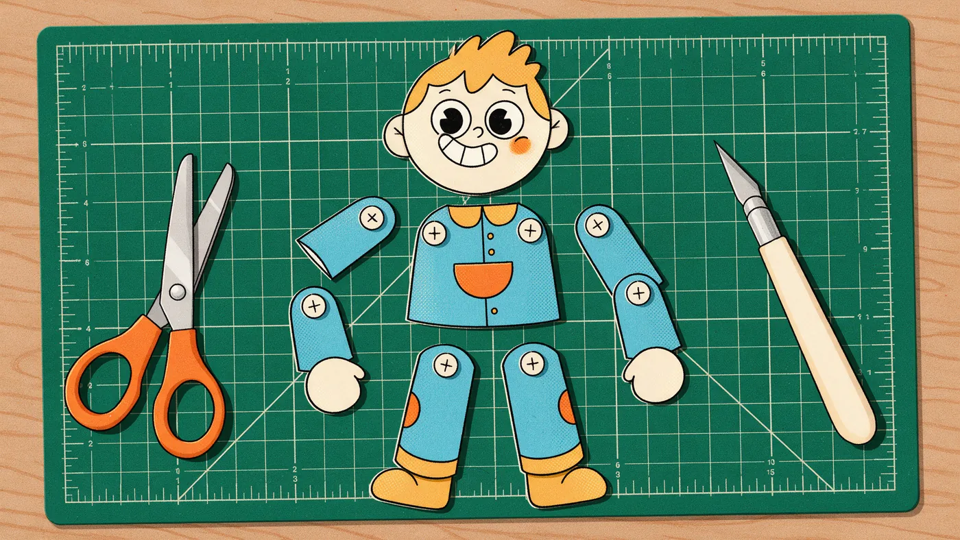 Illustrazione per l’articolo: Cut-out e rigging 2D, come preparare un personaggio a pezzi che si muova bene