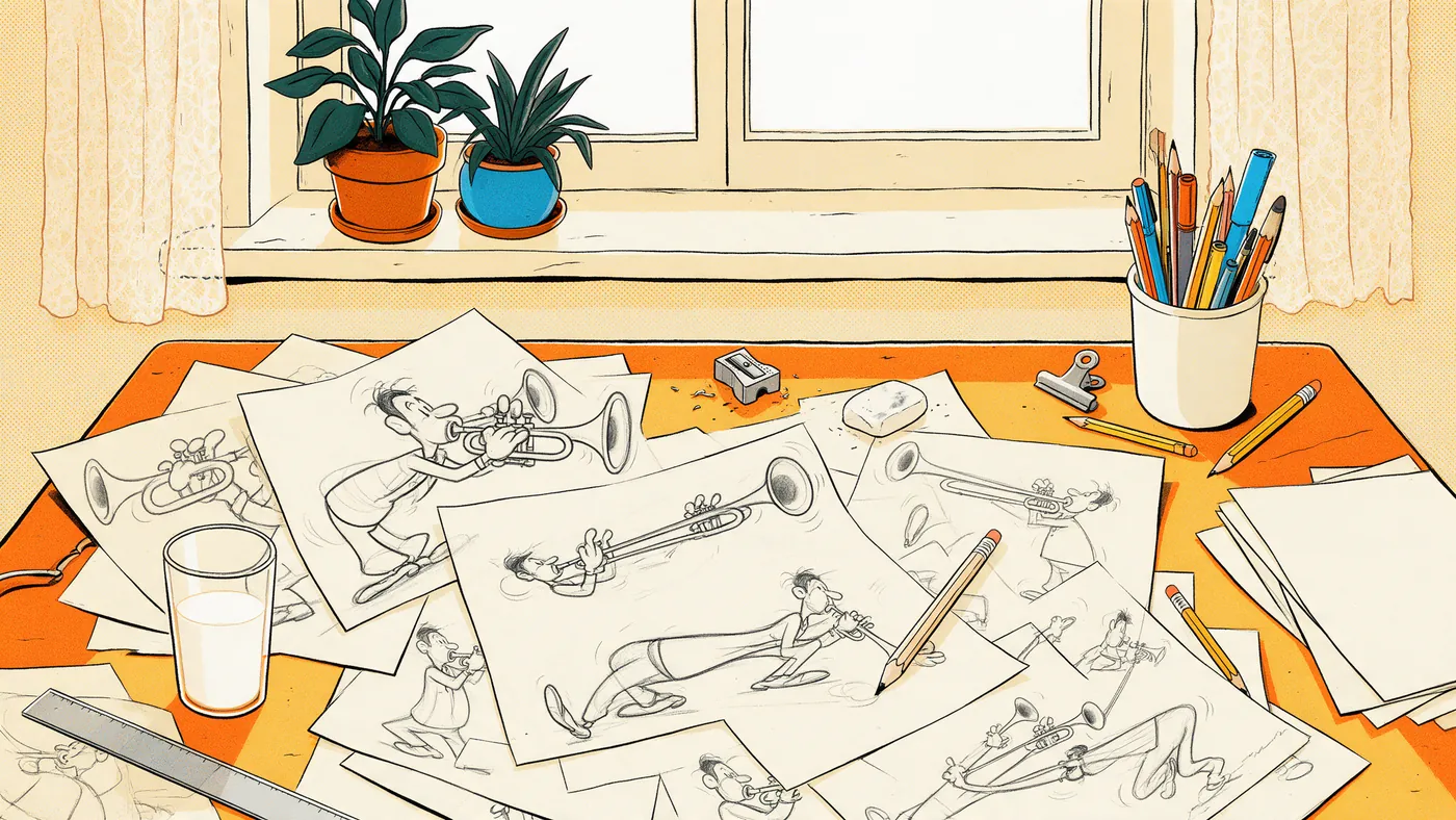 Illustrazione per l’articolo: Eric Goldberg, il caricaturista che fece del Genio di Aladdin un vortice di trasformazioni