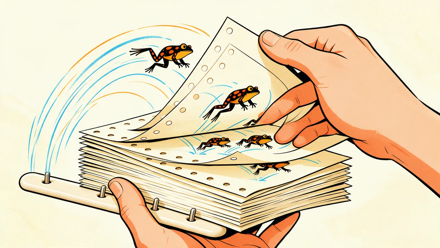 Illustrazione per l’articolo: Flip e rolling, il gesto delle dita che controlla l'animazione su carta