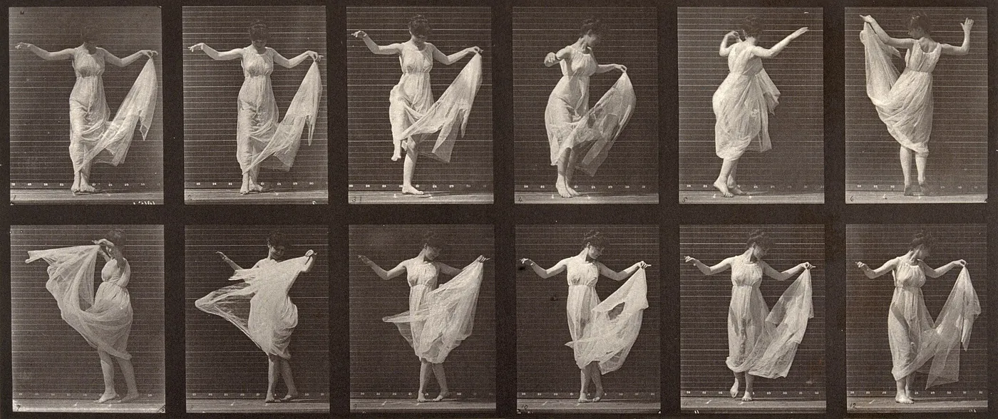 A woman dancing. Photogravure after Eadweard Muybridge, 1887 Wellcome V0048646