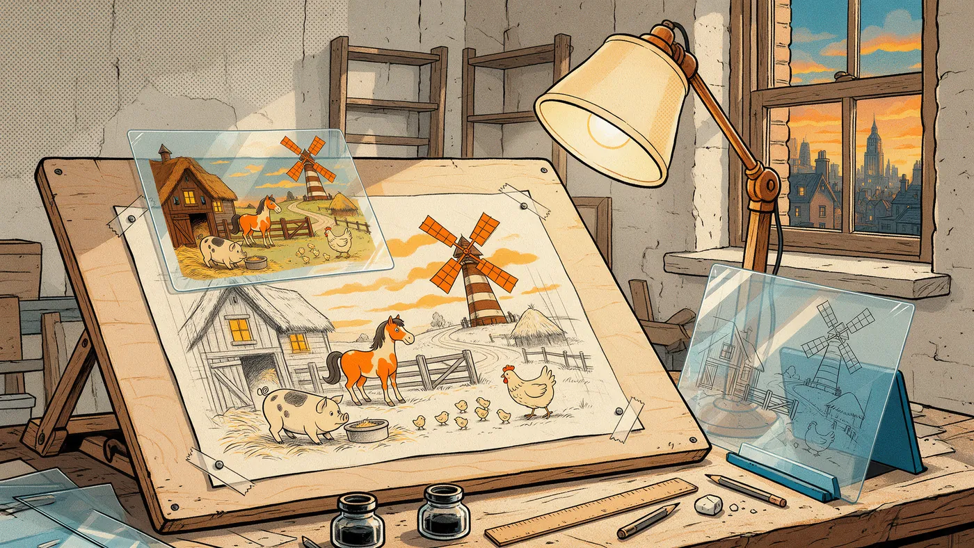 Illustrazione per l’articolo: Halas e Batchelor, lo studio britannico che portò Orwell sullo schermo