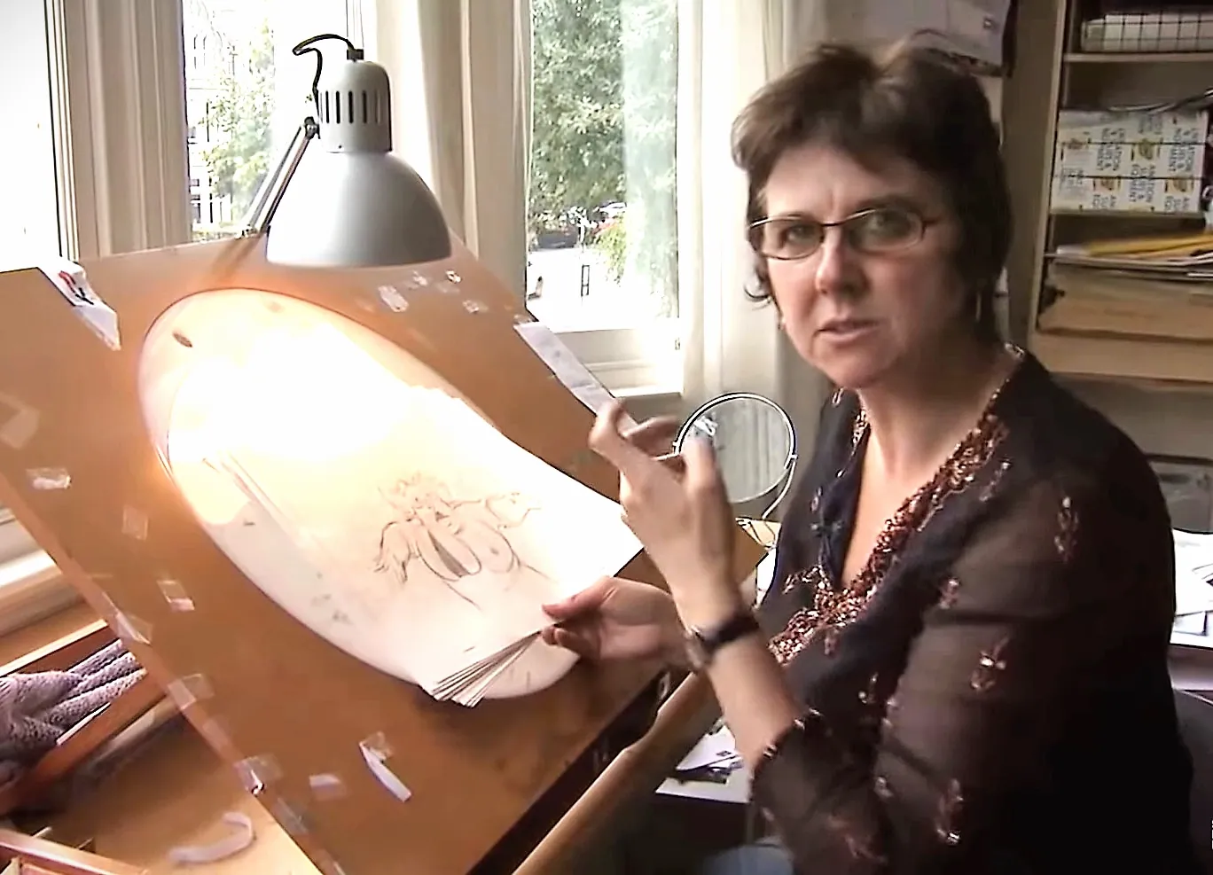 Joanna Quinn at her drawing board