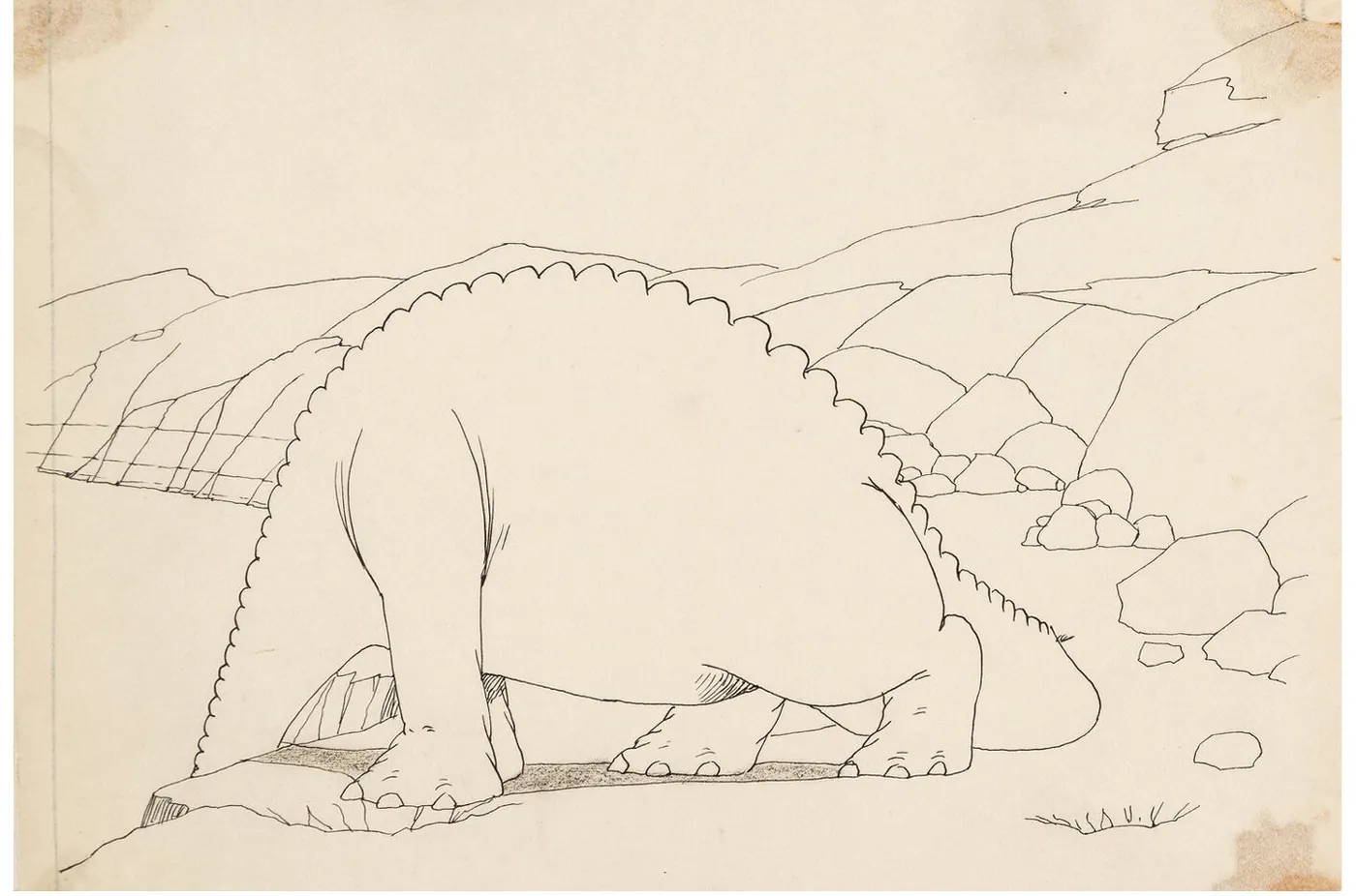Gertie the Dinosaur, drinking (original art)