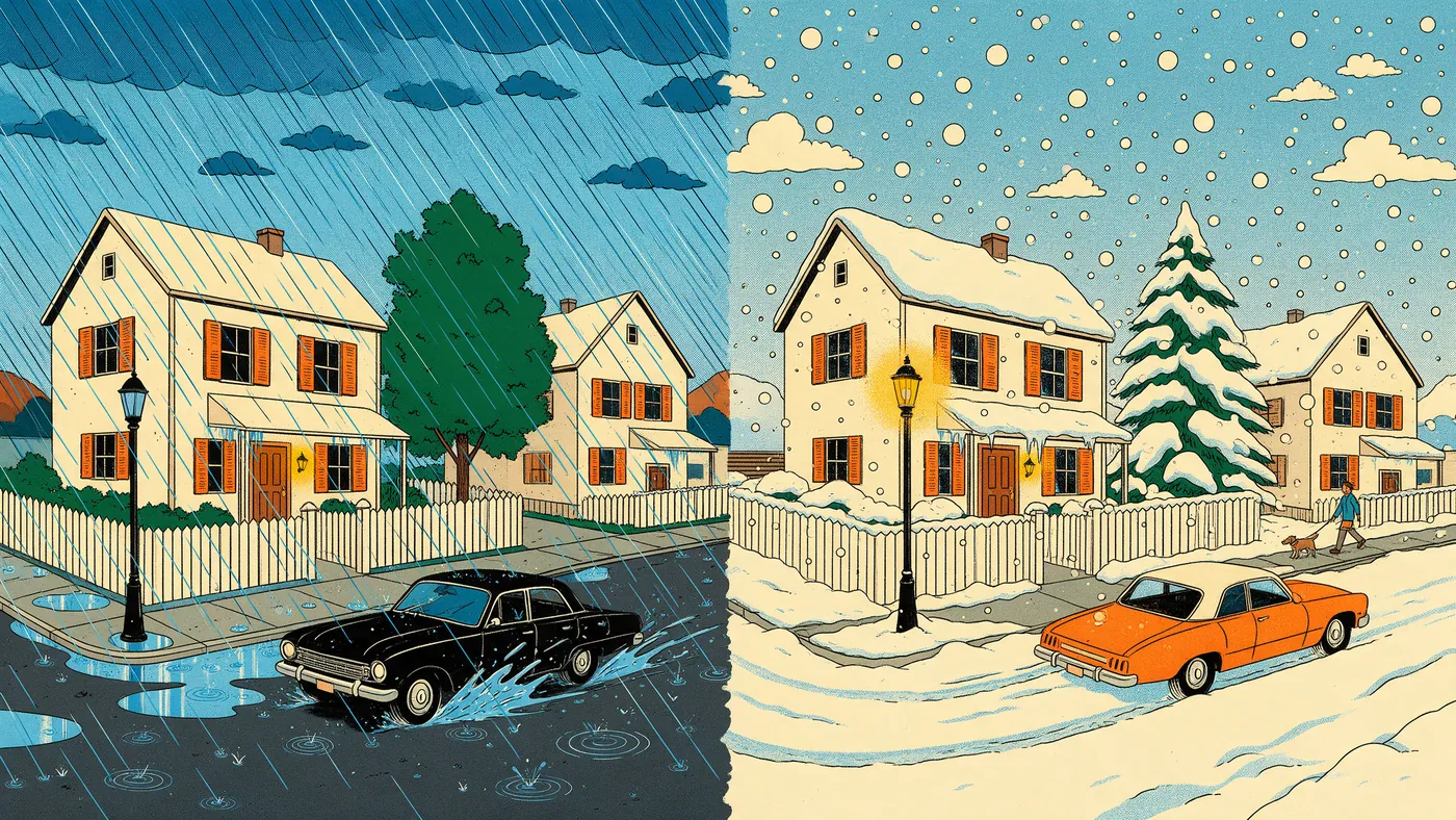 Illustrazione per l’articolo: Pioggia e neve in animazione 2D, come costruire i cicli atmosferici
