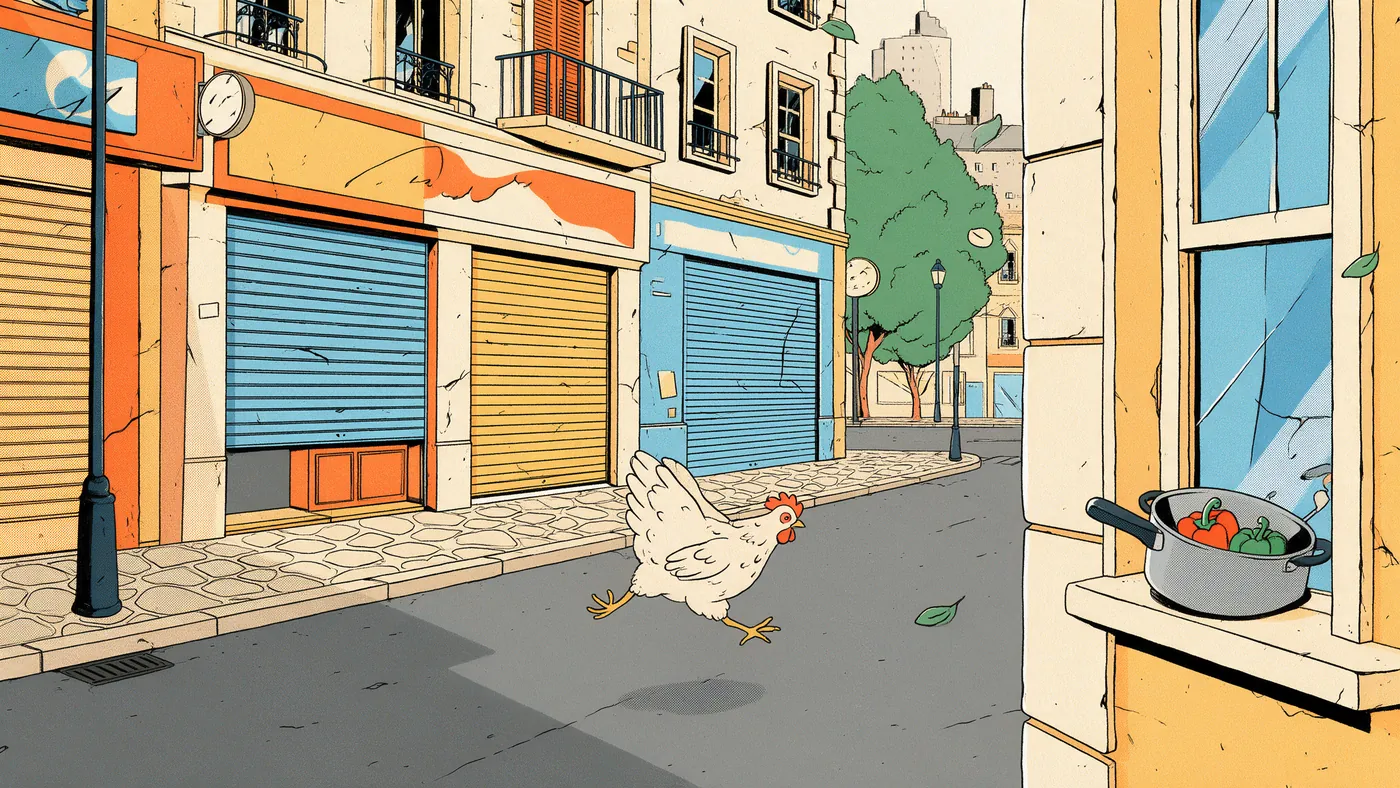 Illustrazione per l’articolo: Linda veut du poulet!, una gallina, uno sciopero e il lutto raccontato a colori