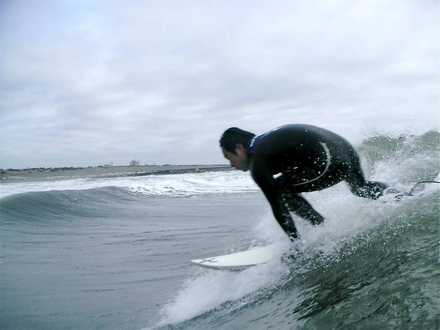 Surfing at Hitotsumatsu Beach, Chōsei, -20 Mar. 2012 a