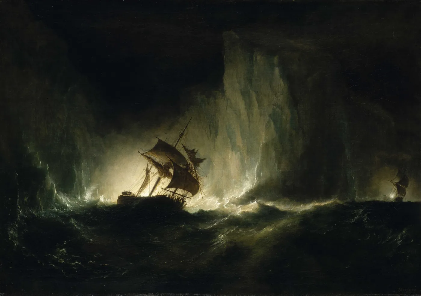 HMS 'Erebus' passing through the chain of bergs, 1842 RMG BHC3654