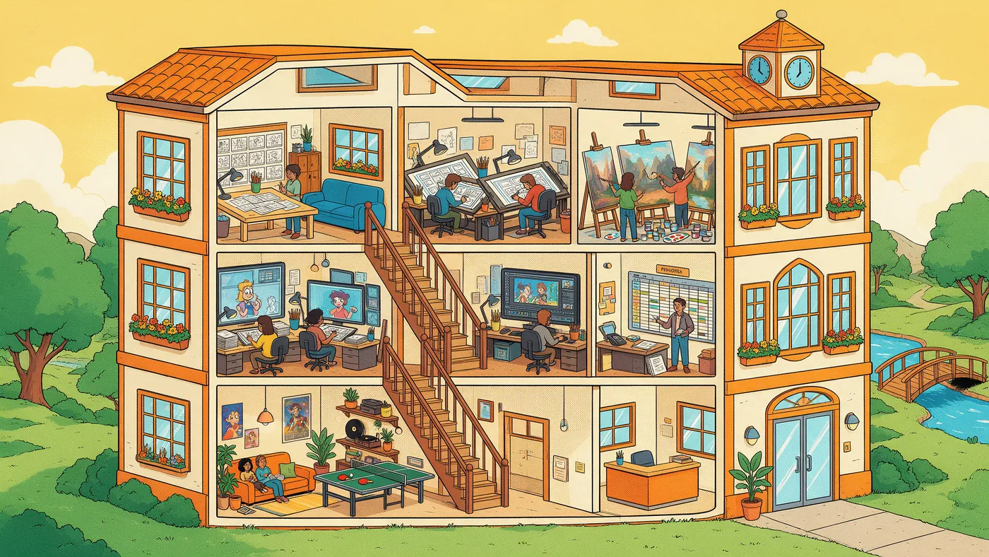 Illustrazione per l’articolo: Chi fa cosa in uno studio di animazione 2D, dalla regia al compositing