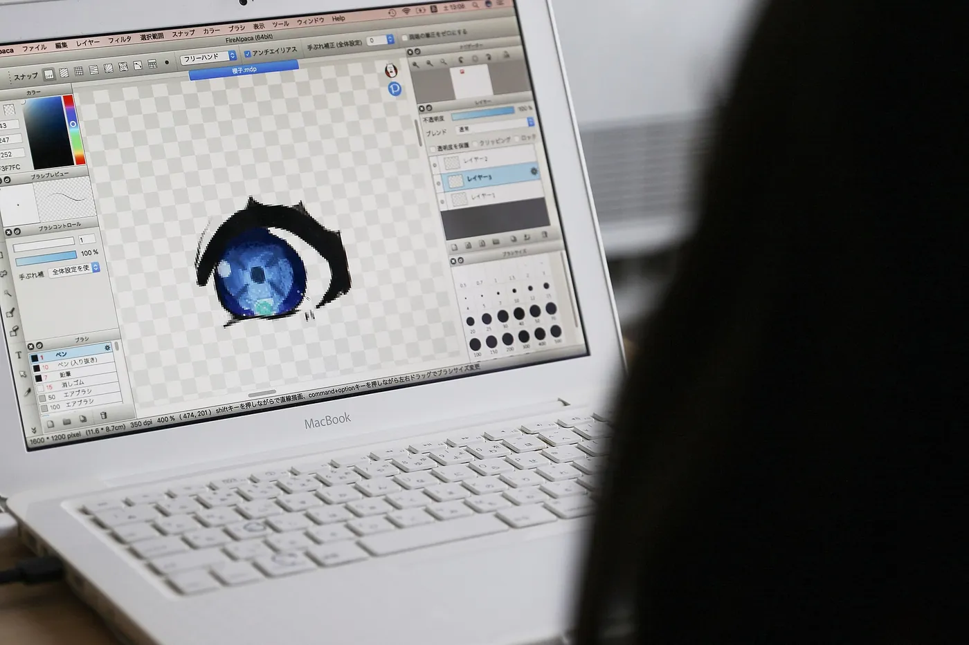 A young girl drawing by using graphics tablet; August 2020 (01)