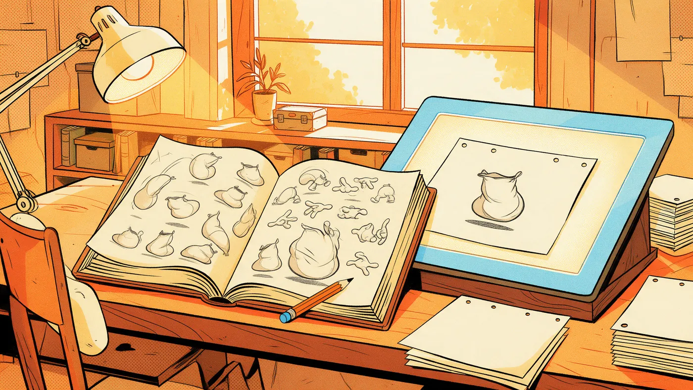 Illustrazione per l’articolo: The Illusion of Life, il libro in cui Thomas e Johnston fissarono la grammatica Disney